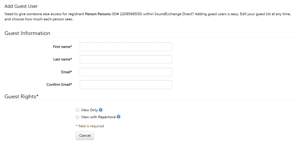 Add Guest User page in SX Direct