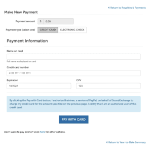 Updated "make new payment" screen for credit card payments